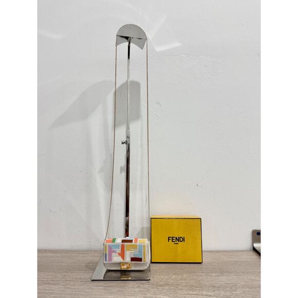 Fendi Nano Baguette Charm Bag with Colorful Embroidered Canvas FF Motif. - Picture 5 of 8